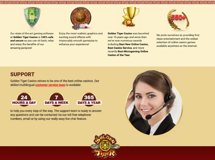 Golden Tiger Casino advantages