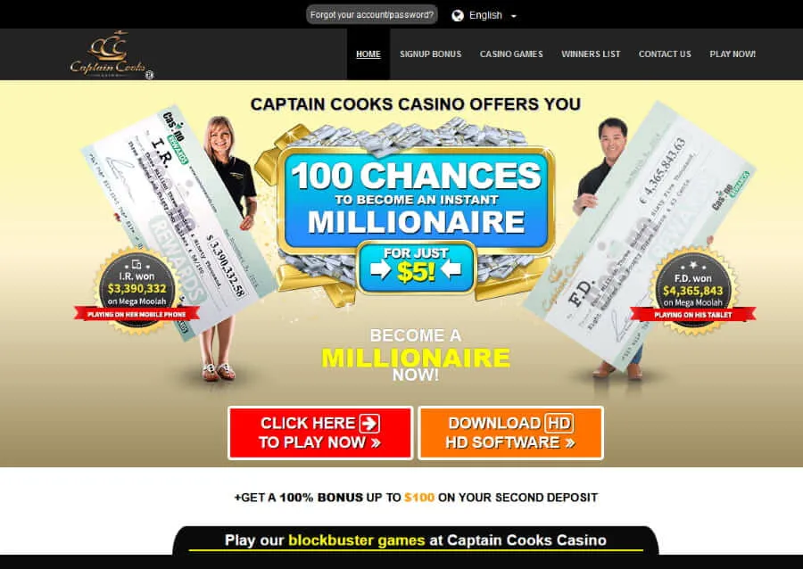 captain cooks casino main page